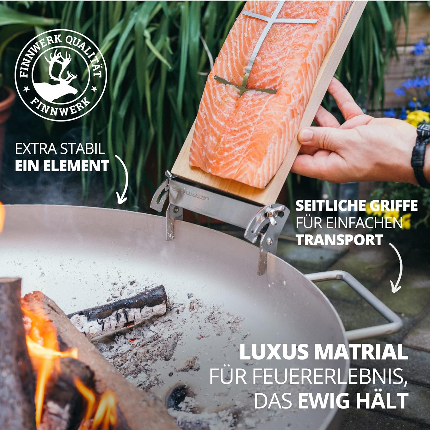 Finnwerk HARRI Feuerschale aus Edelstahl 70 cm - Exklusive Feuerstelle im matten Finish - Feuerschalen für den Garten - Rostfrei, Schlicht und Schick - Feuerschalen Deckel separat erhältlich
