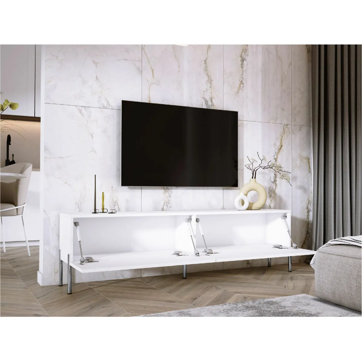 3xeliving Meuble TV Blanc