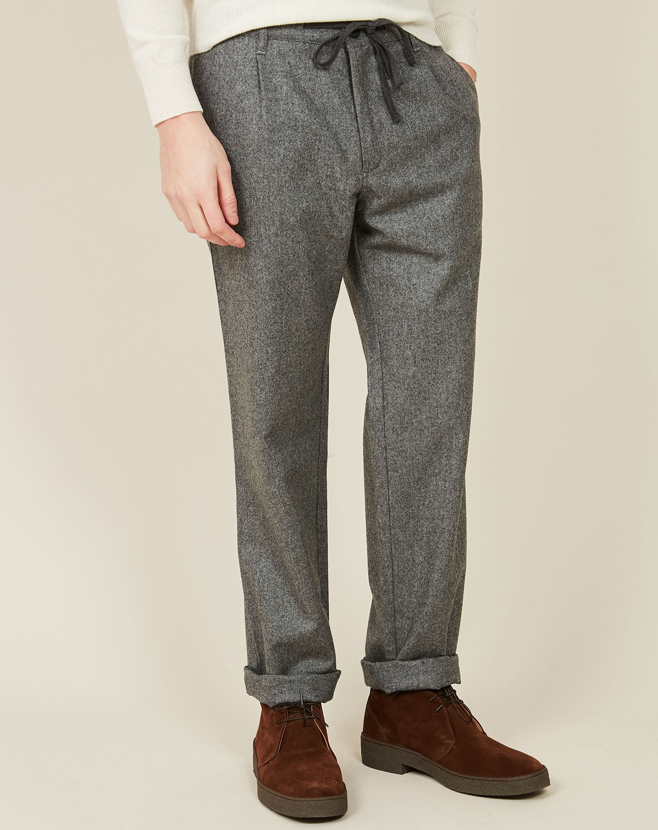 Hartford Pantalon 100% Laine Tanker gris