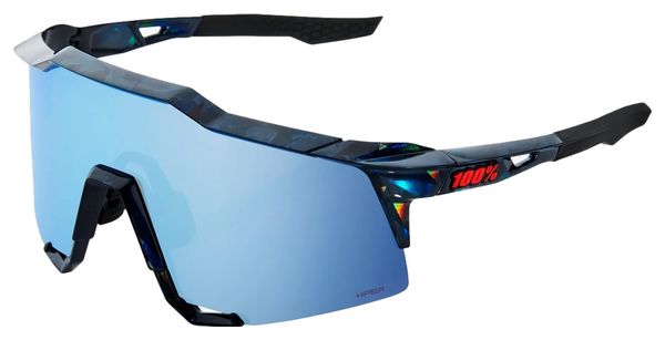 Lunettes 100% Speedcraft - Noir Holographic - Verres HiPER Miroir Bleu