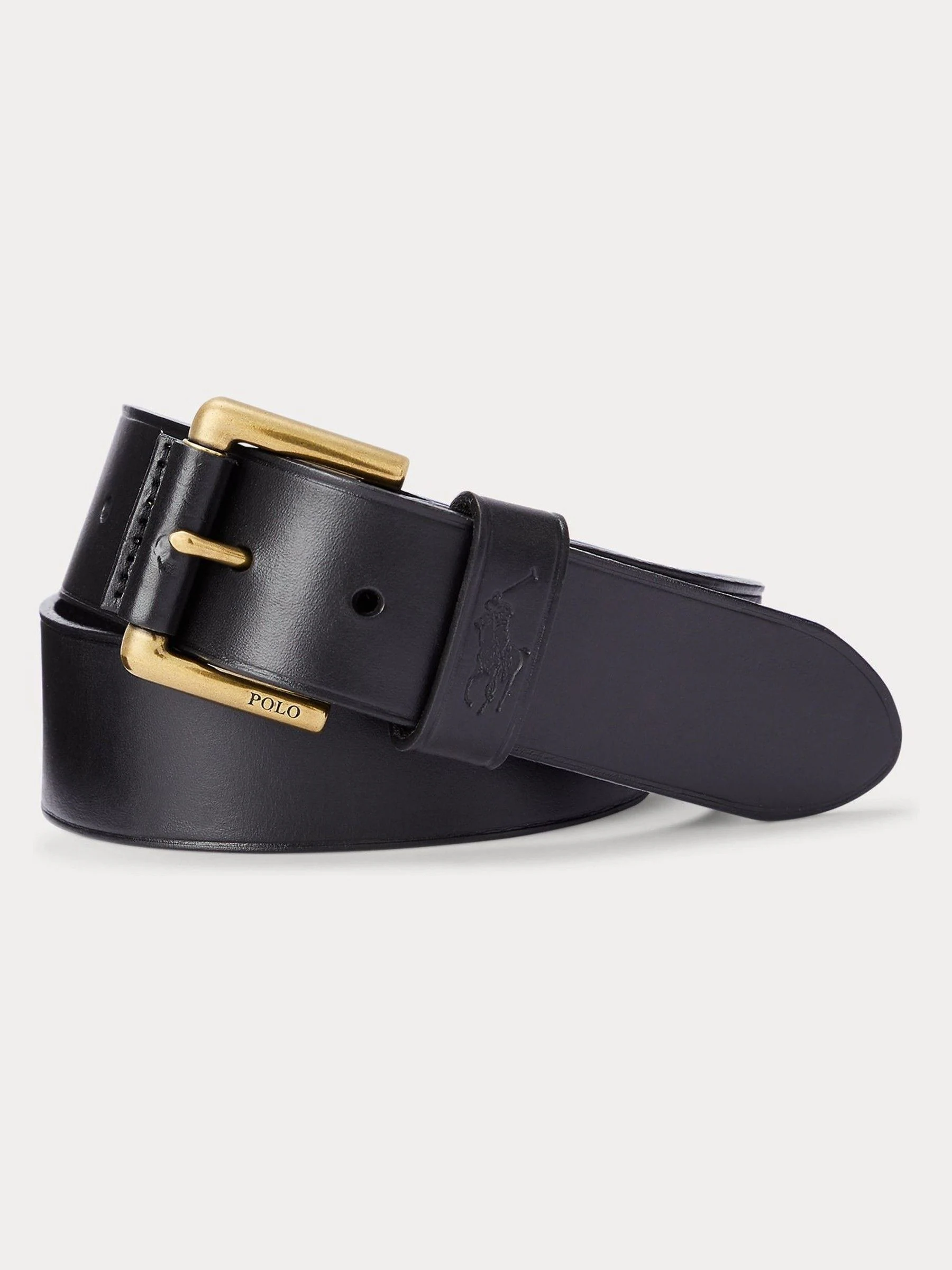 Zwart - Ralph Lauren leren riem met het logo van de polospeler op paard