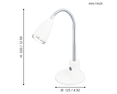 LED-kantoorlamp 3W 200 lm 3000 KH 32 cm Fox wit/chroom