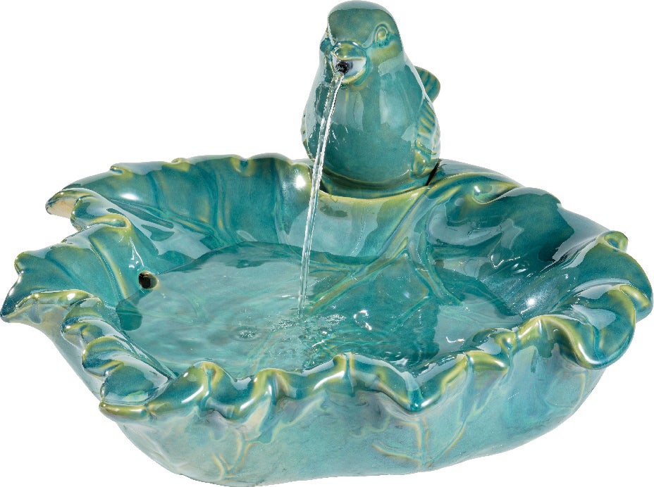 Lumineo waterornament vogelbad groen 40,5 x 39,5 x 21 cm