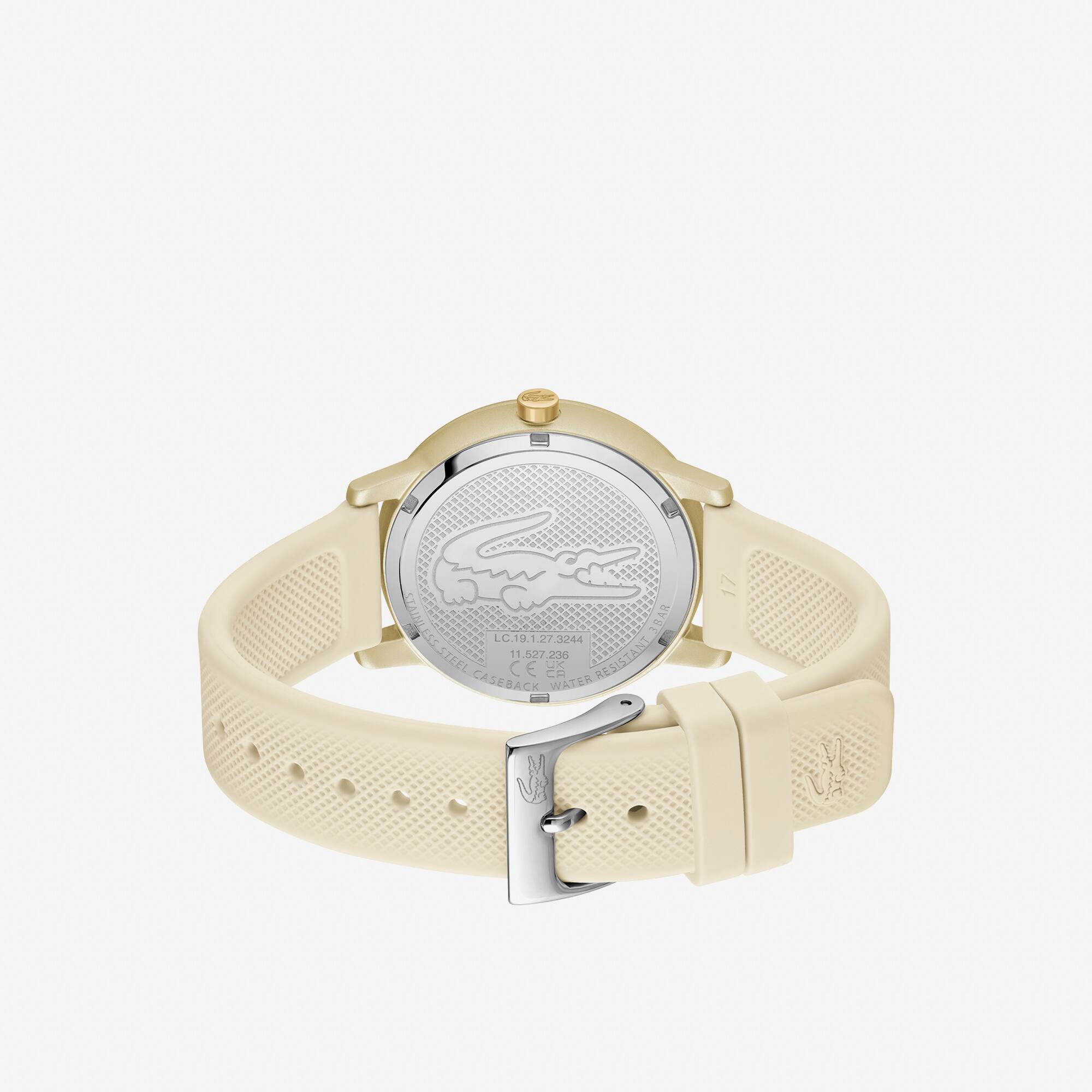 LACOSTE 12.12 GO Dreizeigeruhr aus champagnerfarbenem Silikon Uhren - Weiss - Lacoste - Damen