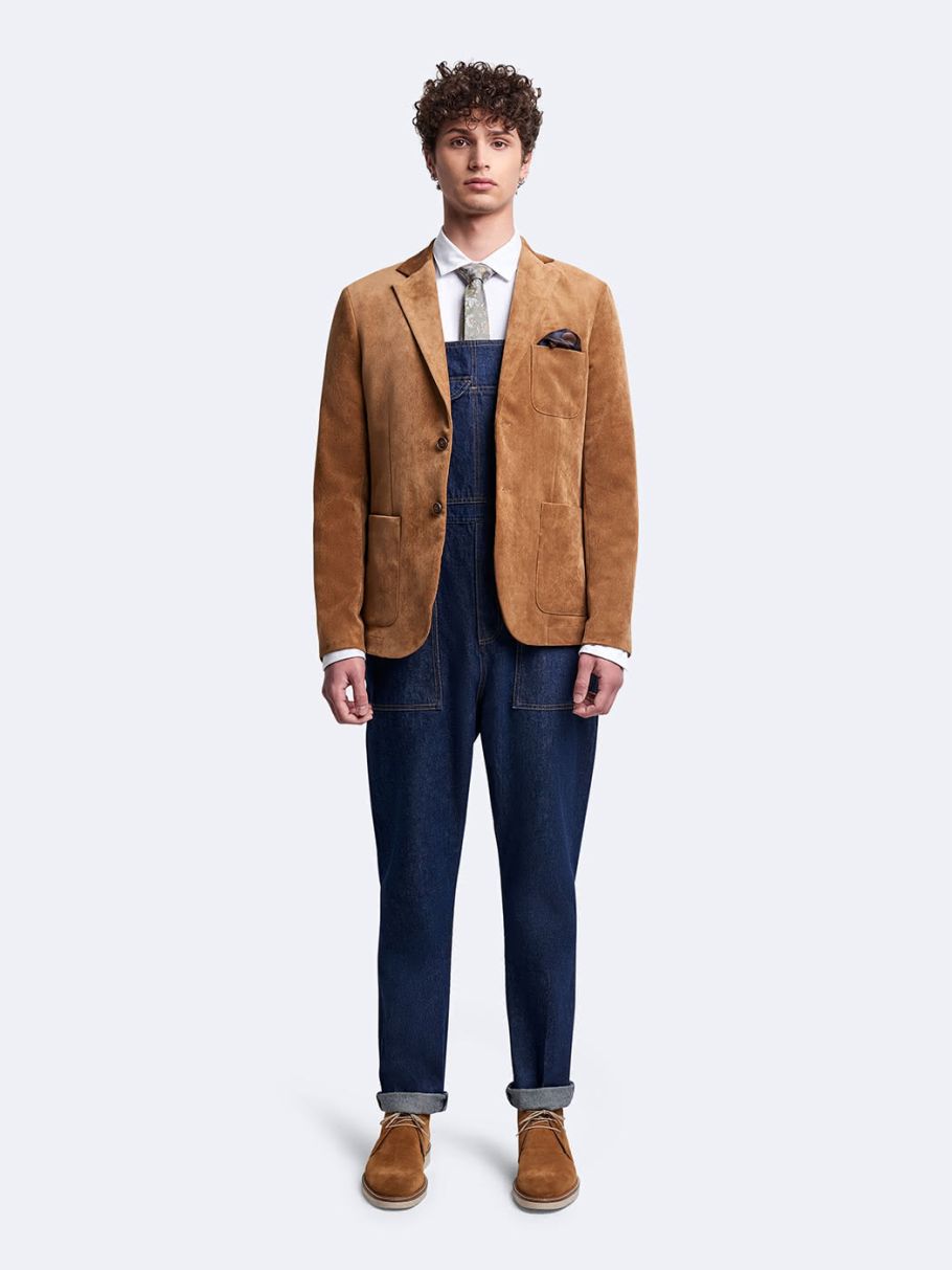 Salopette en coton denim brut