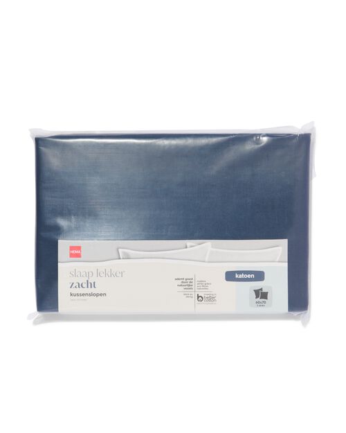 2 taies d’oreiller coton doux 60x70 bleu