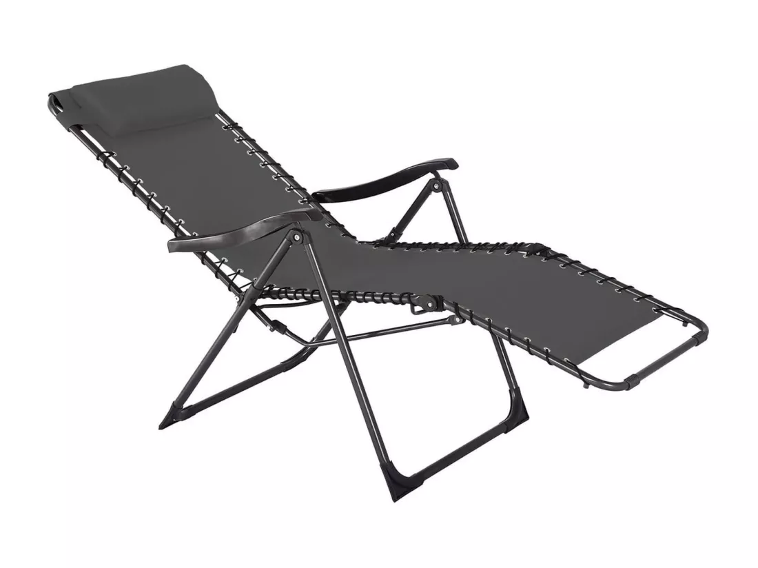 Chaise Longue Gravité Zéro Rebecca Mobili Cherymoya 113x66x104 Polyester Acier Gris Foncé