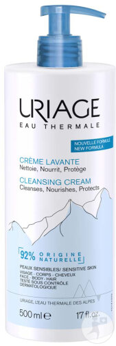 Uriage Eau Thermale Crème Lavante Visage-Corps-Cheveux Peaux Sensibles Flacon Pompe 500ml