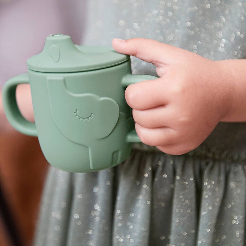 Lot de 2 tasses en silicone Deer friends - Rose - Ecru