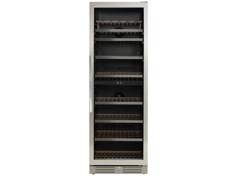Scandomestic SV 124 X - Vinkøleskab - 2 Zoner - bredde: 59.5 cm - dybde: 67.7 cm - højde: 176.4 cm - 416 liter - Rustfit stål/sort - Optil 126 flasker