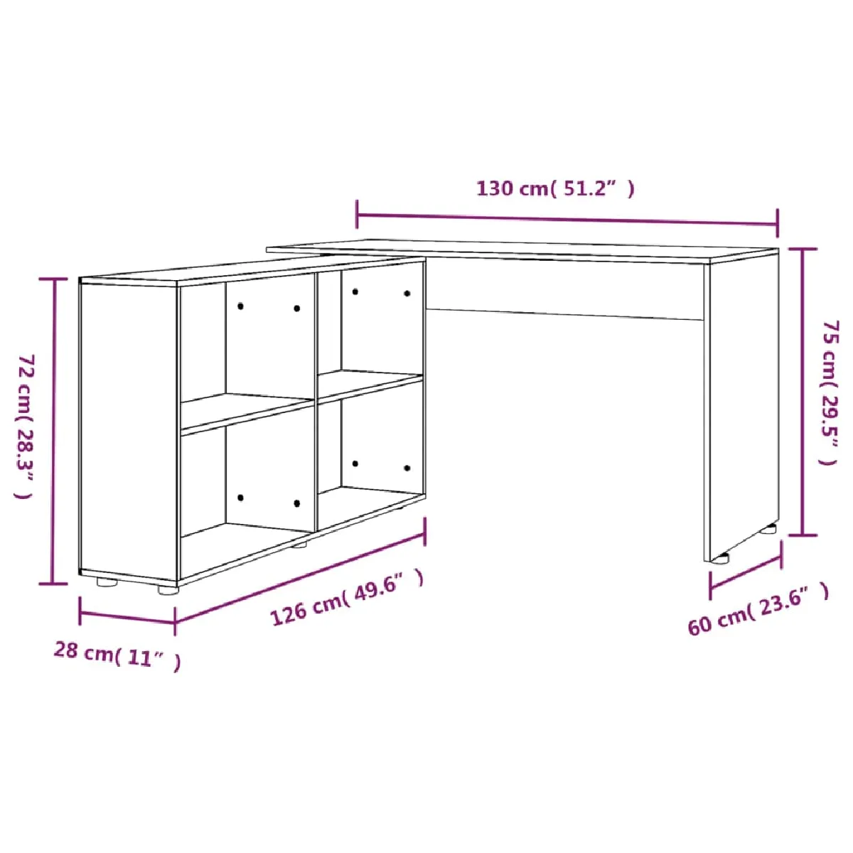 vidaXL Bureau d'angle - Chêne Marron