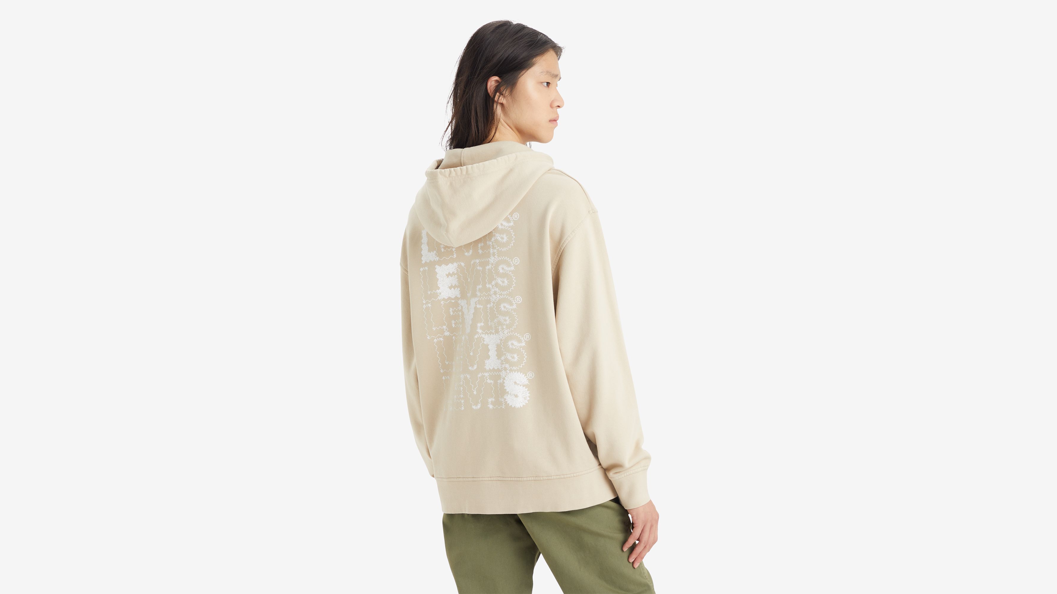 Sweat à capuche graphique relaxed - Step Headline Hoodie Feather Gray - Marron