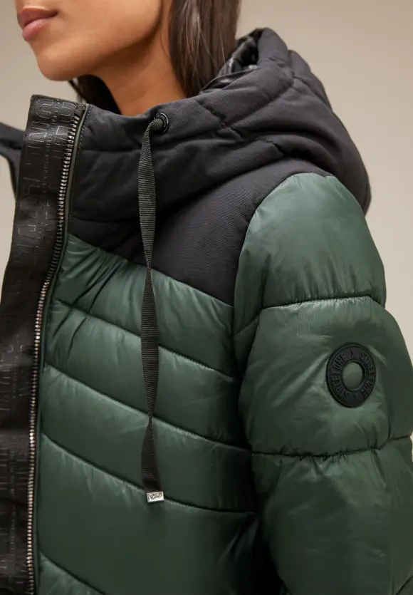 Materialmix Wintermantel - dark verdant green