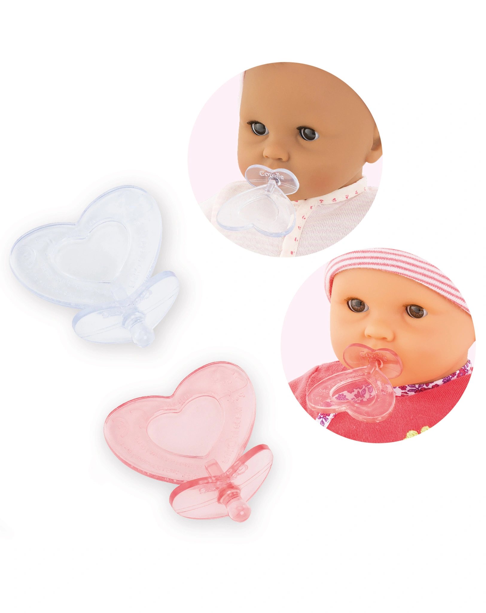 Puppenzubehör SCHNULLER (30cm) 2er-Set in rosa/transparent