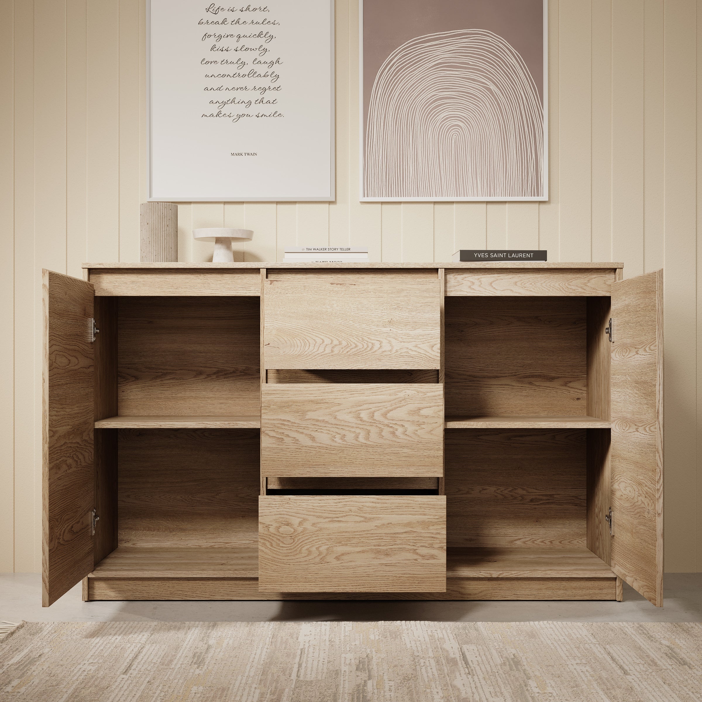 Meubella - Dressoir Cuarto - Eiken - 138 cm