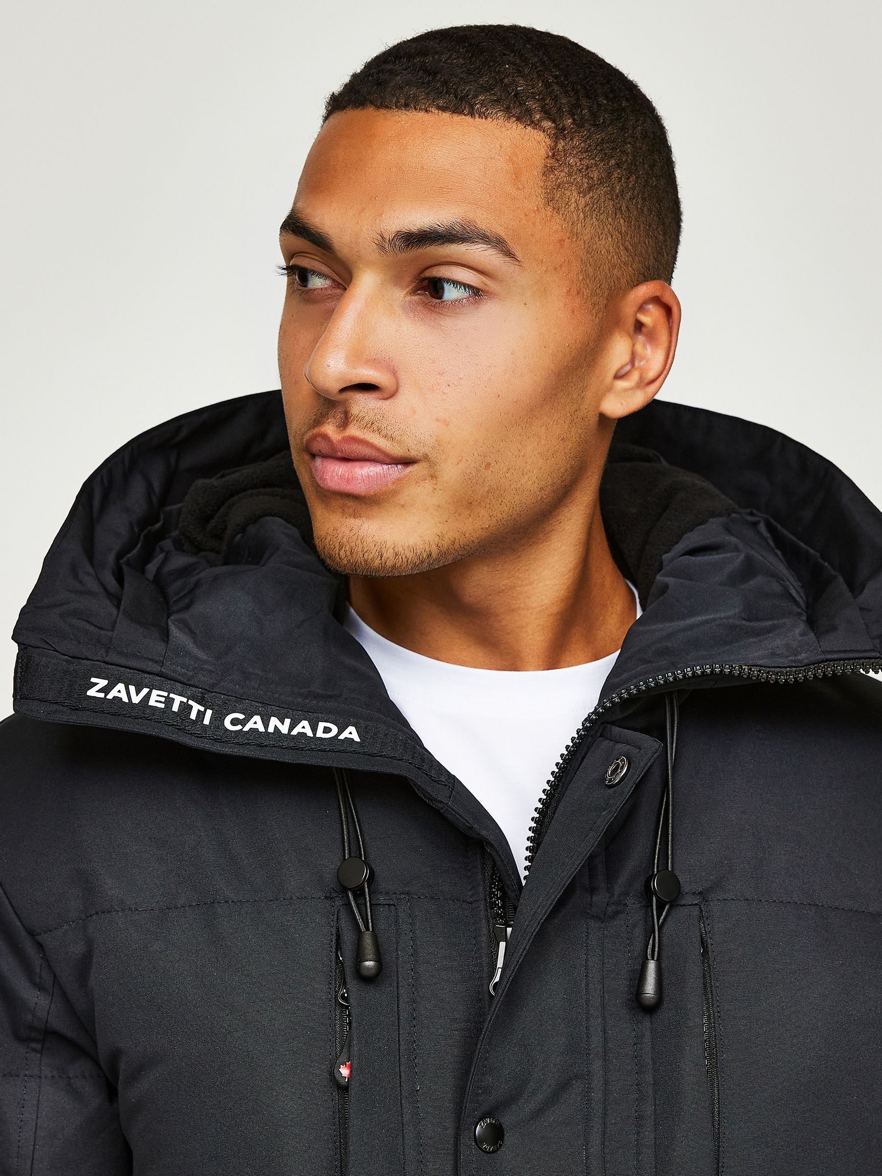 Zwart - Zavetti Canada Oshawa 2.0 voor heren Puffer parka-jas met afneembare imitatiebontkraag