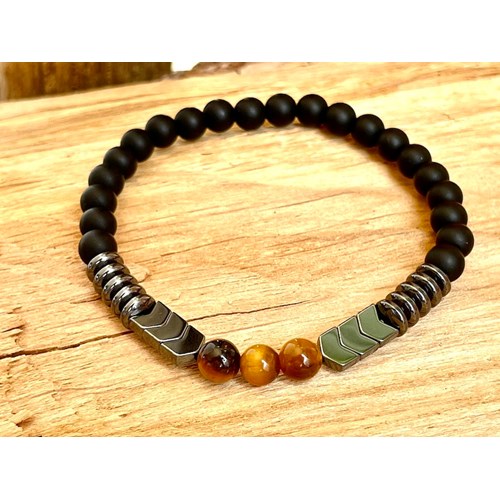 Bracelet onyx hématite et oeil de tigre