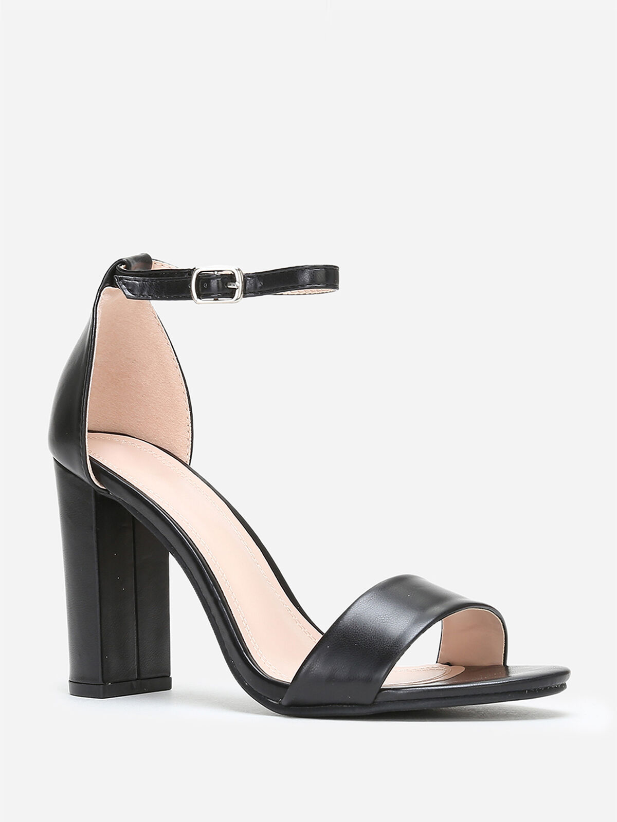 Sandales simple à talon demi-lune- Noir
