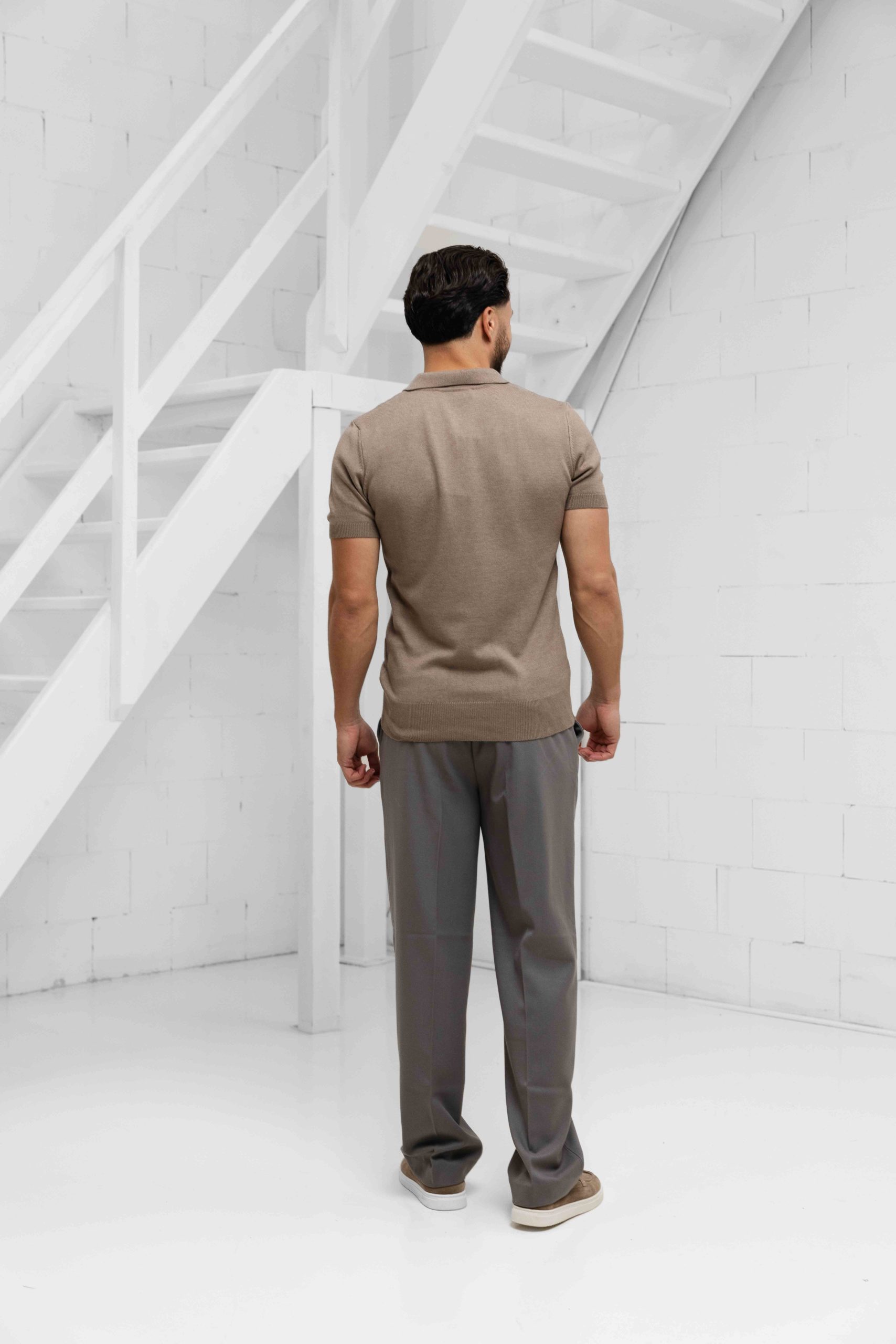 Malelions Knitted Patch Polo Heren Lichtbruin