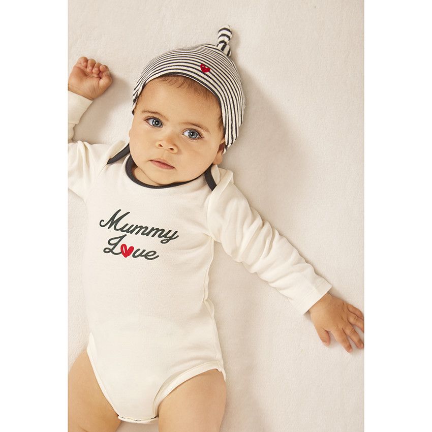 Ensemble 3 pièces imprimé dad & mummy love pour bébé - Ecru