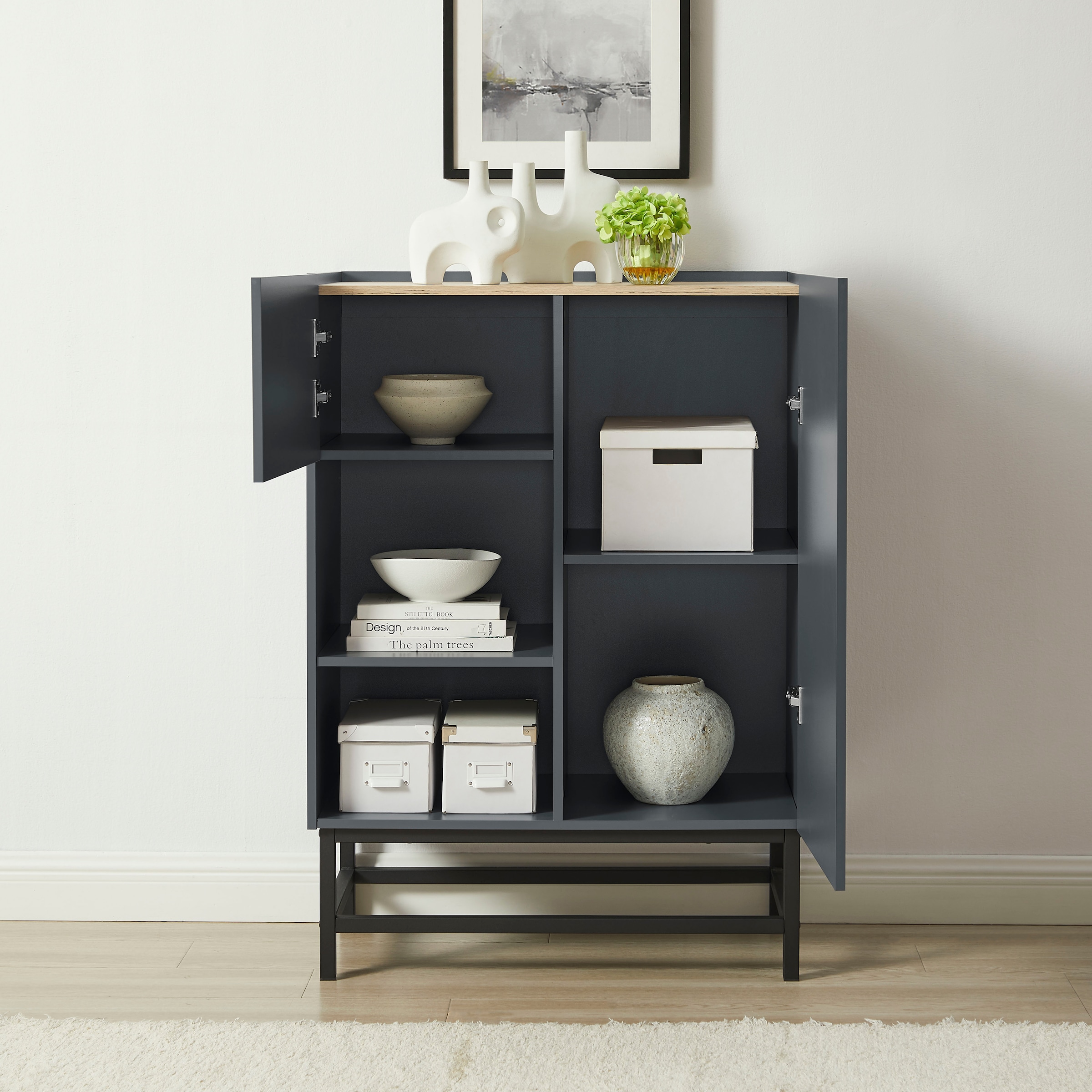 GOODproduct Highboard »Azly« pflegeleichte Melaminoberfläche, robustes Metallgestell, ABS-Kanten