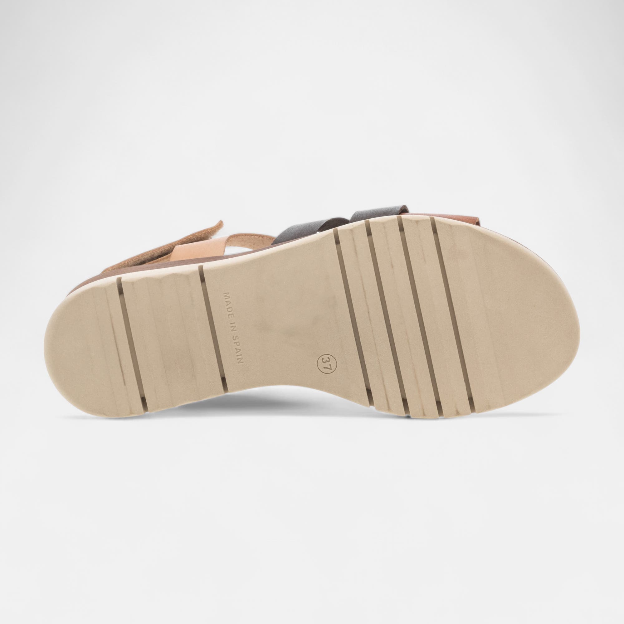 Sandales à talon compensé Femme en cuir beige