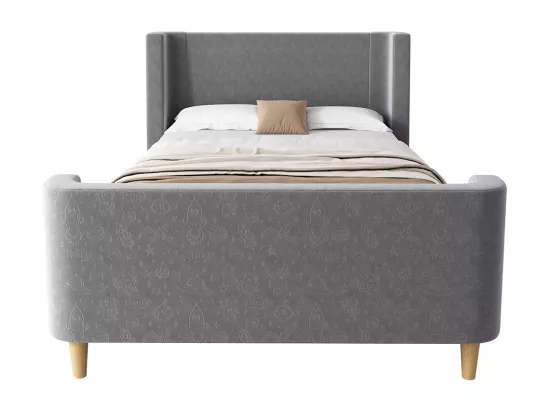 Lit d'enfant Lit rembourré,Lit traîneau, 90 x 200 cm, Pour garçons & filles, Gris,Sans matelas