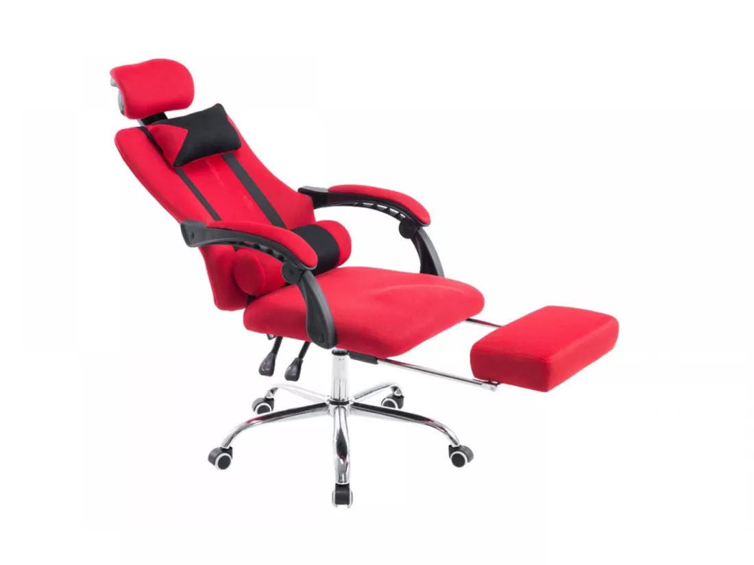 Chaise de bureau - Similicuir & Métal chromé - Rouge - Fellow
