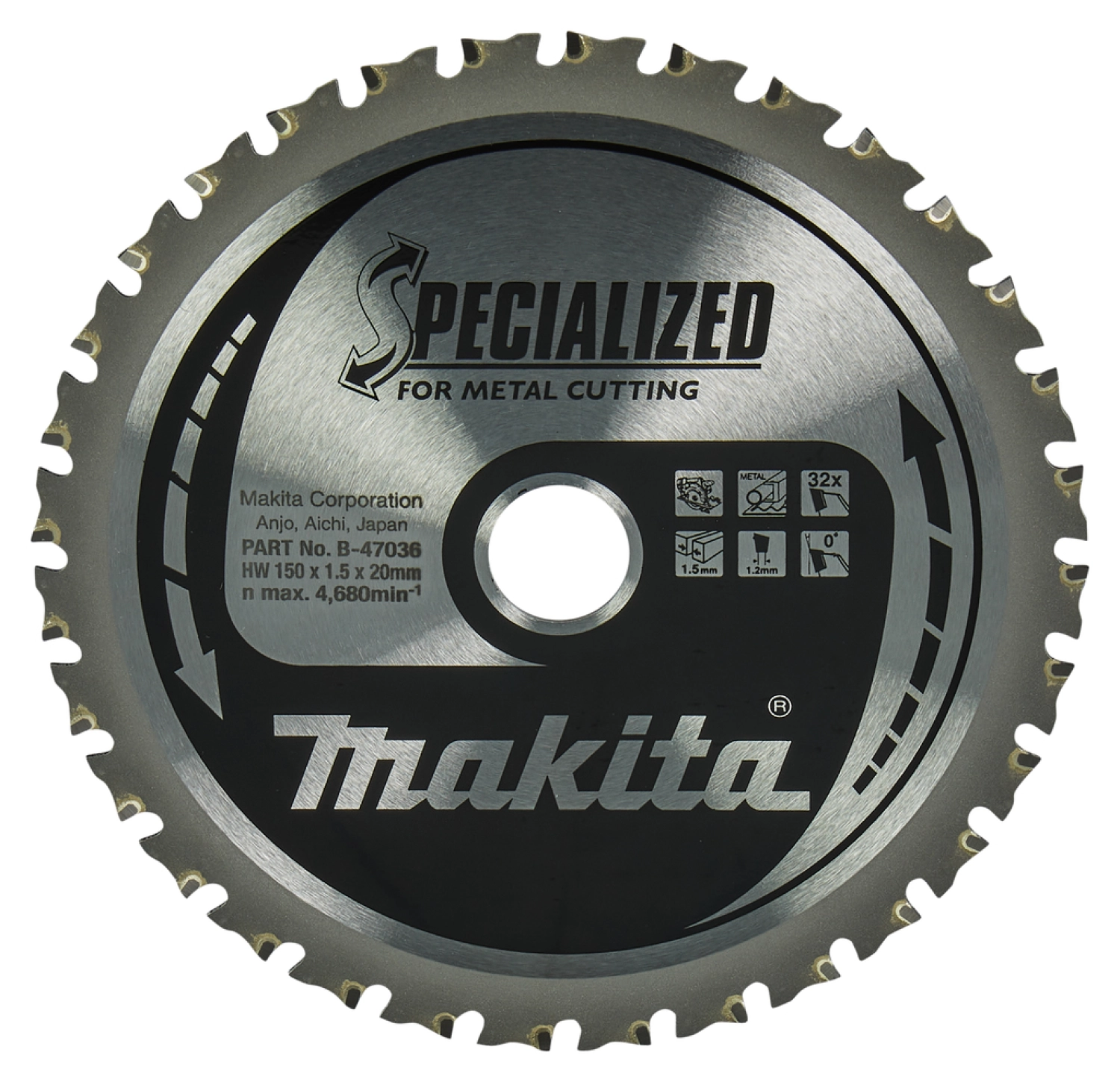 Makita B-47036 Cirkelzaagblad - 150 x20 x 32T - Metaal