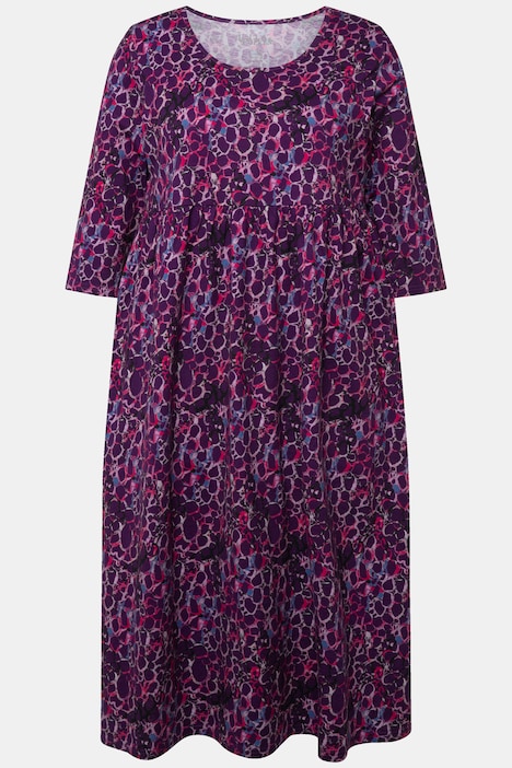 Jerseykleid, bedruckt, A-Linie, Rundhals, 3/4-Arm, Taschen
