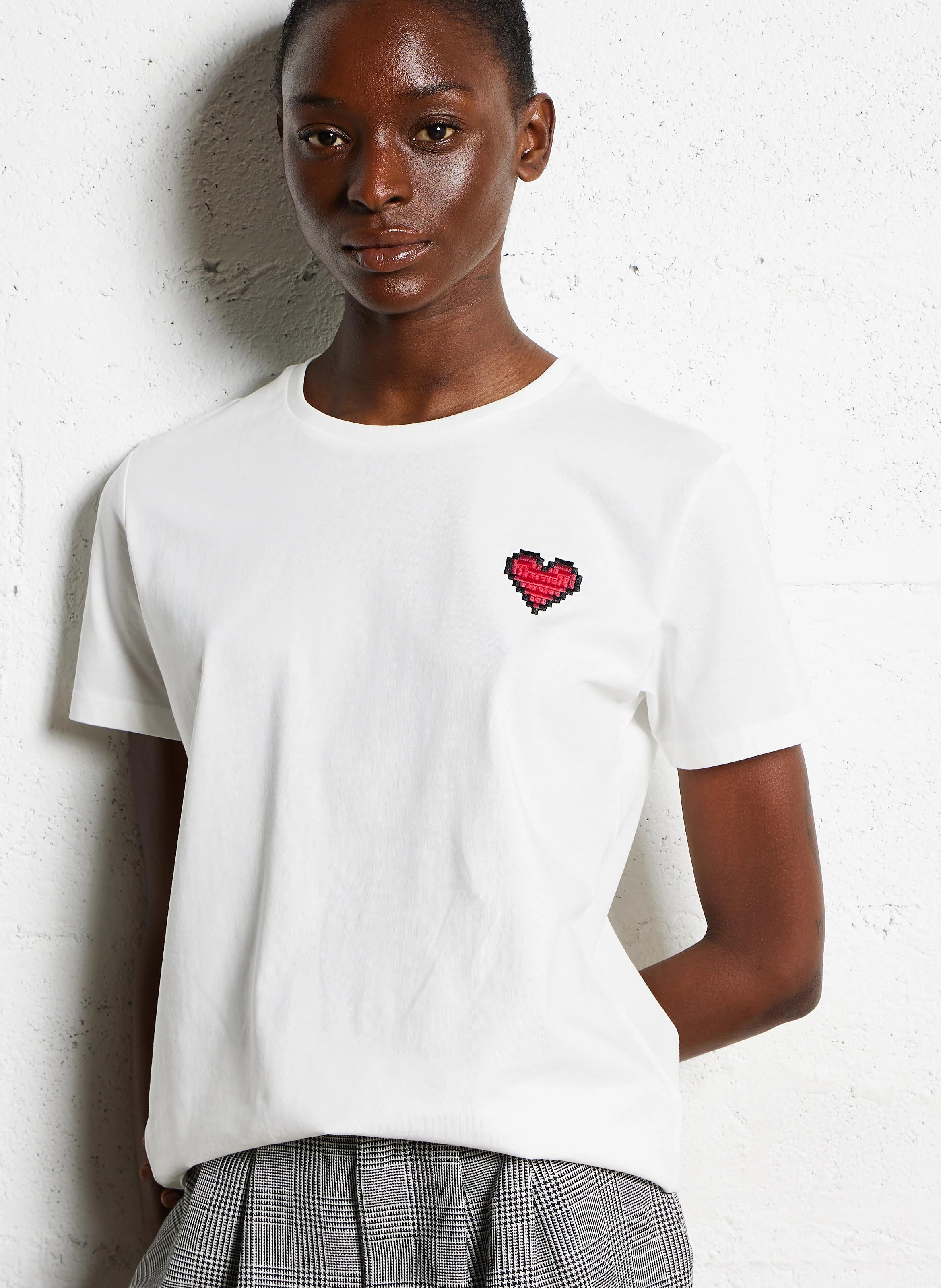 Tee-shirt droit col rond en coton | Blanc