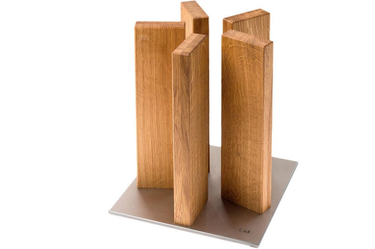 Kai Stonehenge magnetisch messenblok, edelstaal/eikenhout, STH-3