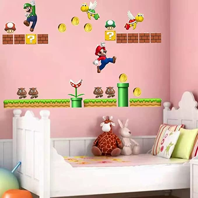 (60x90cm) Wandtattoo Kinderzimmer Aufkleber Home Deko Wandsticker - Klempner Videospiel