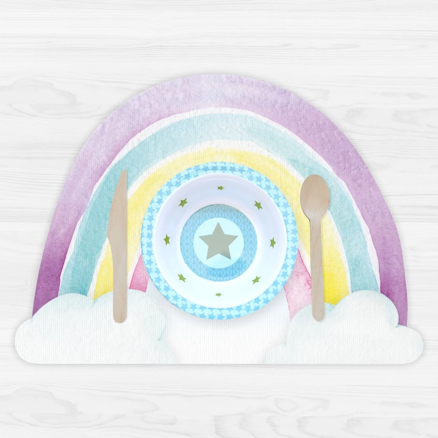 Nikima Platzset stabiles Vinyl Tischset – Regenbogen mehrfarbig