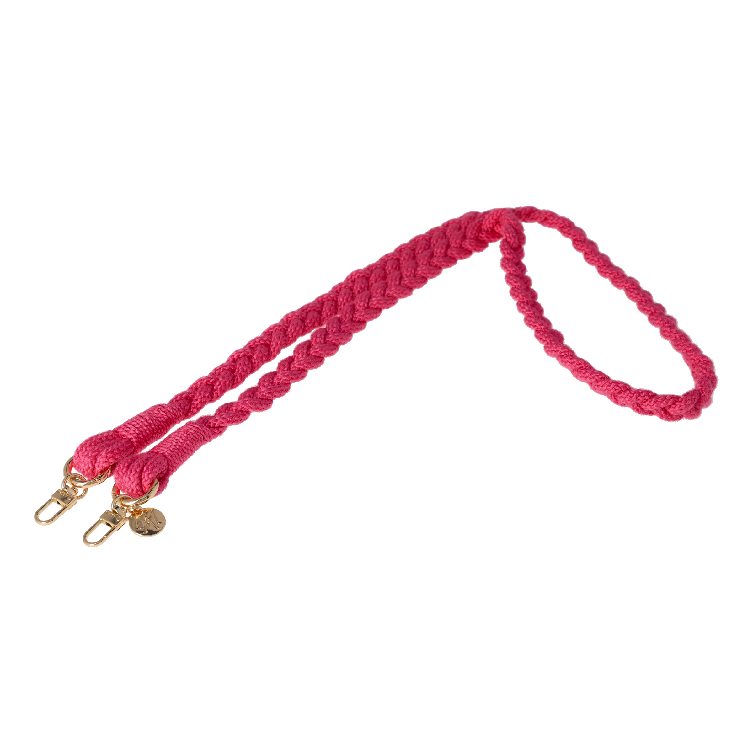 Handgemachte Handykordel Geflochtenes Umhängeband für Handyhüllen Gold - Hot Pink