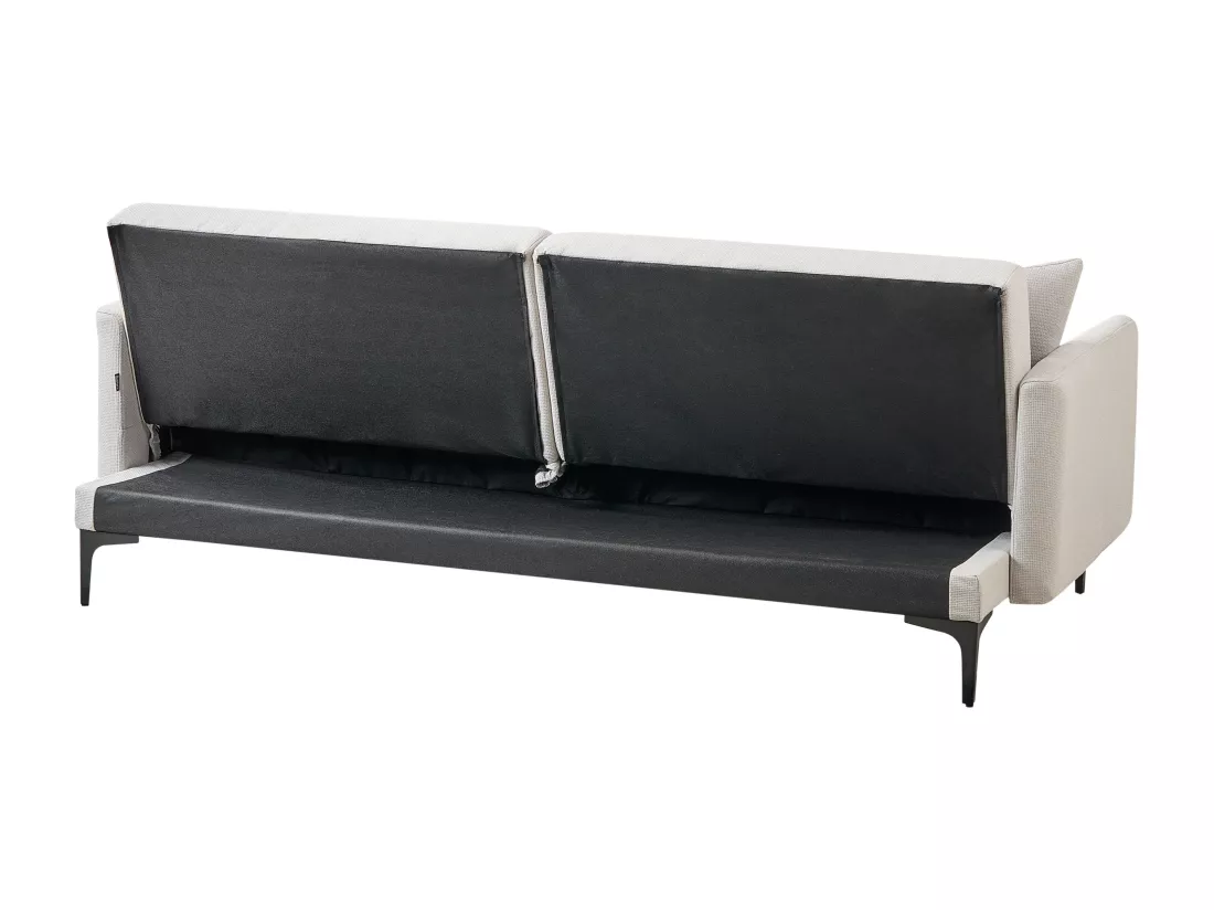 Canapé convertible 3 places en tissu beige clair LUCAN