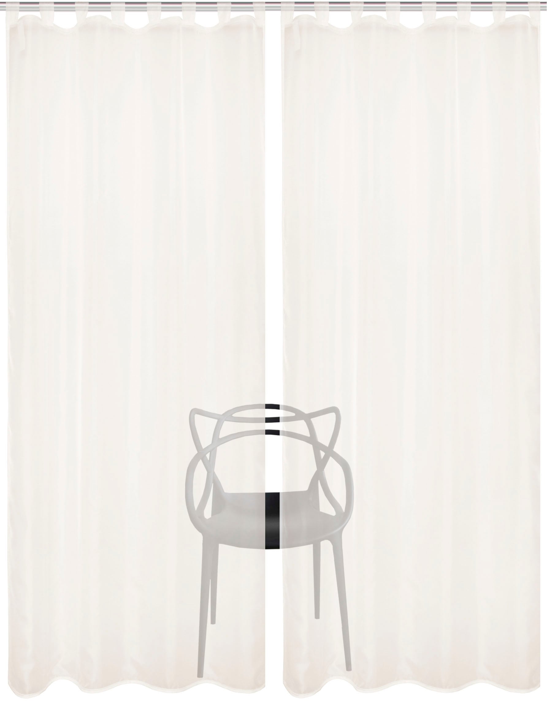 HOME WOHNIDEEN Vorhang »NESSI 2er Pack« Schlaufen 2 Stk. tlg. Uni, Voile, transparent, Schlaufen inkl. Zugband, 2er Pack