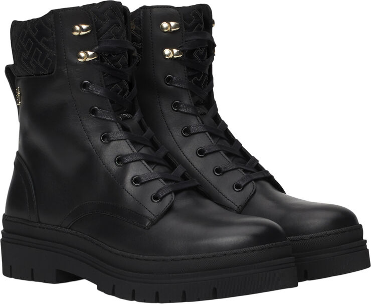 Tommy Hilfiger CLEATED LACE-UP LTHR MIX MONO TL Black