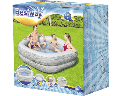 Familiezwembad Bestway® 213 x 206 x 53 cm Steenwand grijs