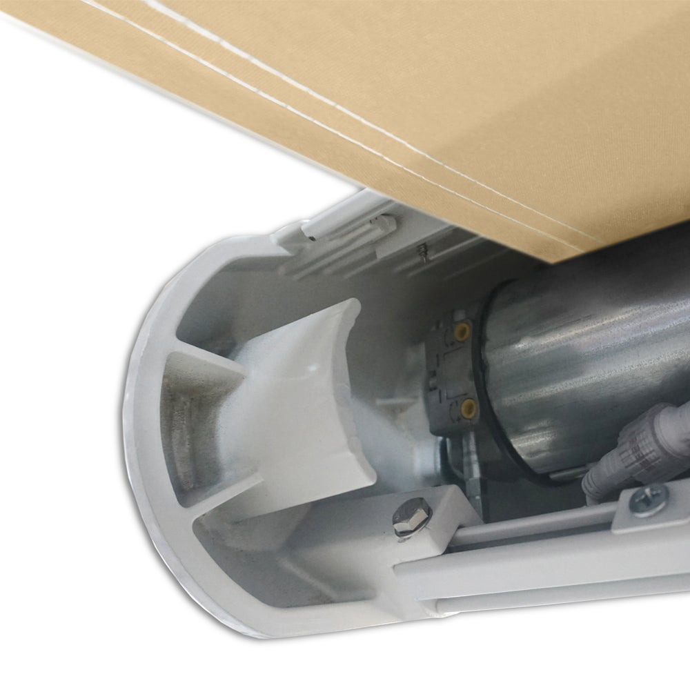 Home Deluxe - LED Full Cassette Zonnescherm ELOS - Zandkleurig, 500 x 300 cm - incl. wind- en zonsensor, afstandsbediening, handslinger, bevestigingsmateriaal | Terrasoverkapping, zonwering, windscherm