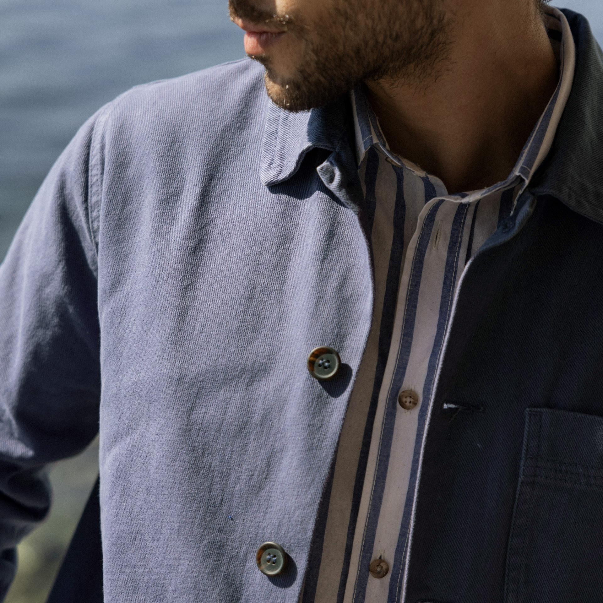 Veste bleue coton - modèle lorge
