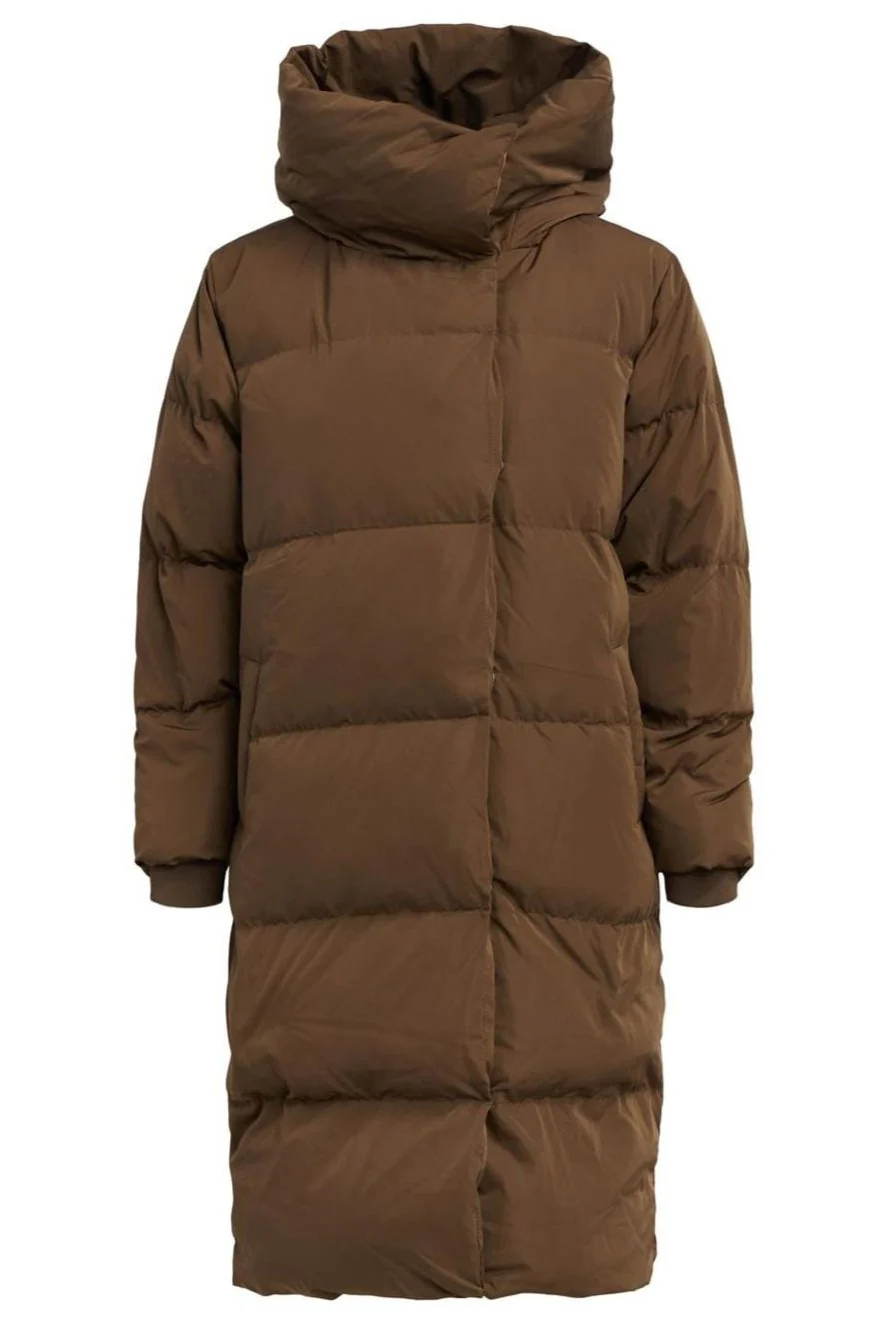 Object Objlouise Long Down Jacket 3944311 dark earth
