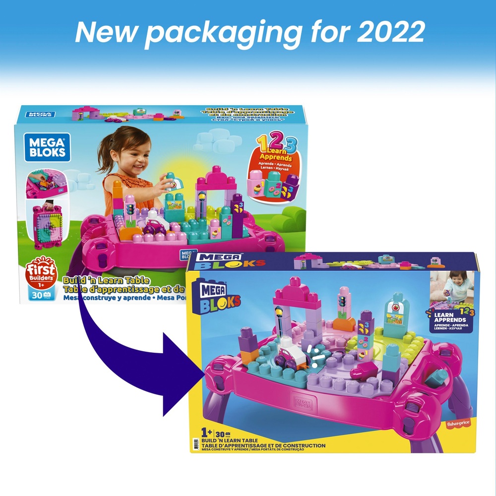 Mega Bloks Bau- und Lerntisch, pink & lila Bauspielzeug