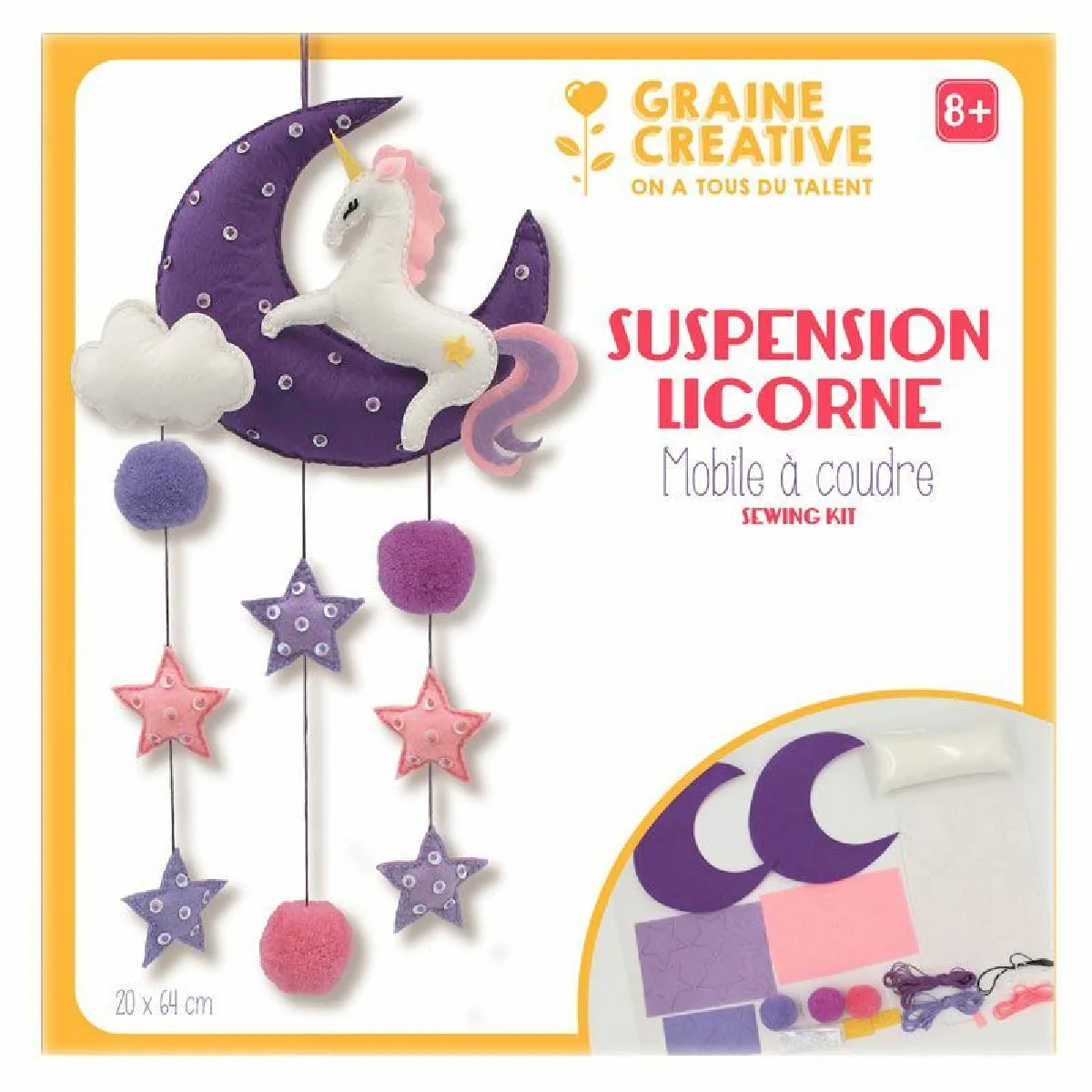 Graines Créatives Mobile bébé Licorne coffret DIY