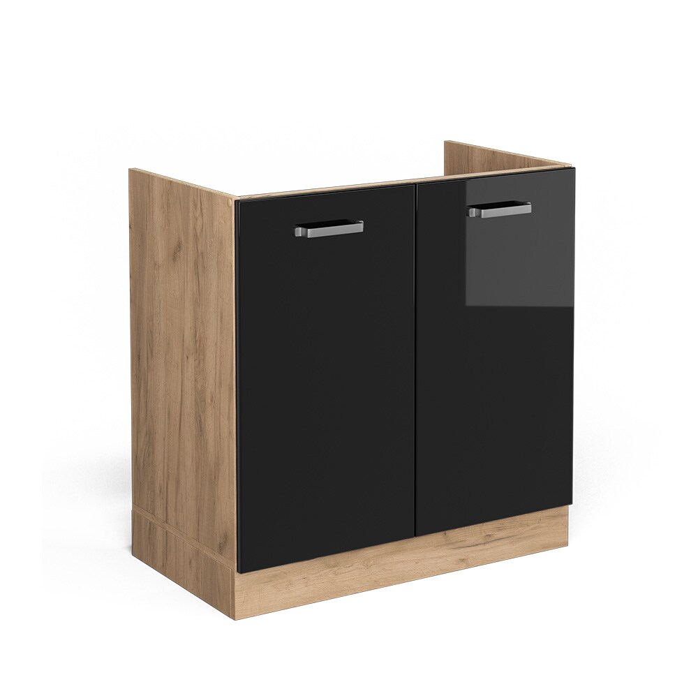 Vicco Spülenunterschrank Küchenschrank R-Line Solid Eiche Blau Grau 80 cm modern