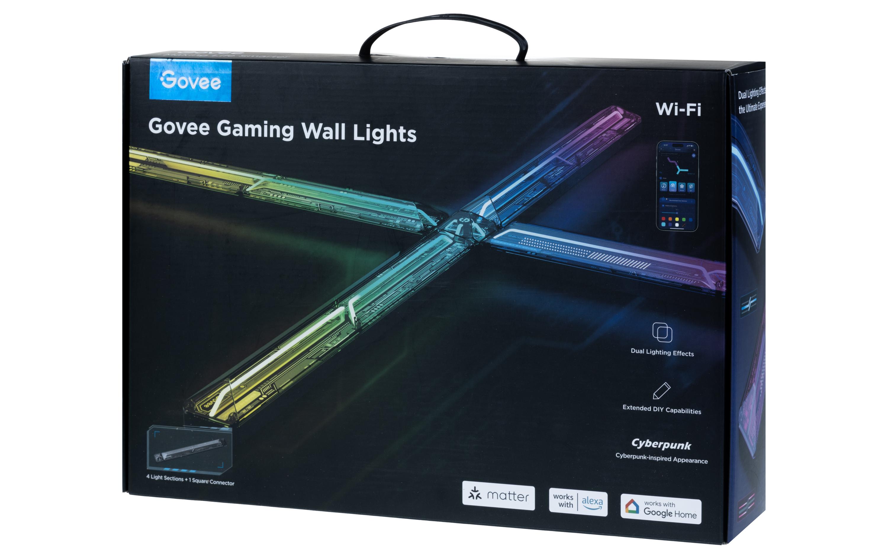 Gaming Wandleuchte, RGBIC, WiFi + BT + MatterLED-Wandleuchte
