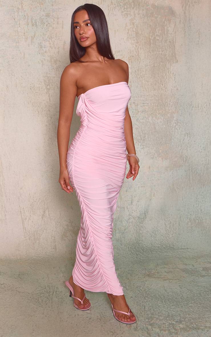 Rose Bébé Robe Maxi Bandeau Froncée En Tissu Slinky Petite