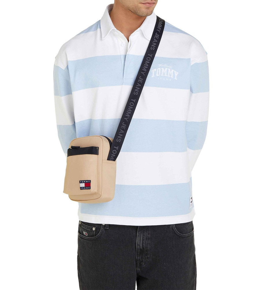 Bolsa Tommy Jeans Essential Reporter com logotipo bege