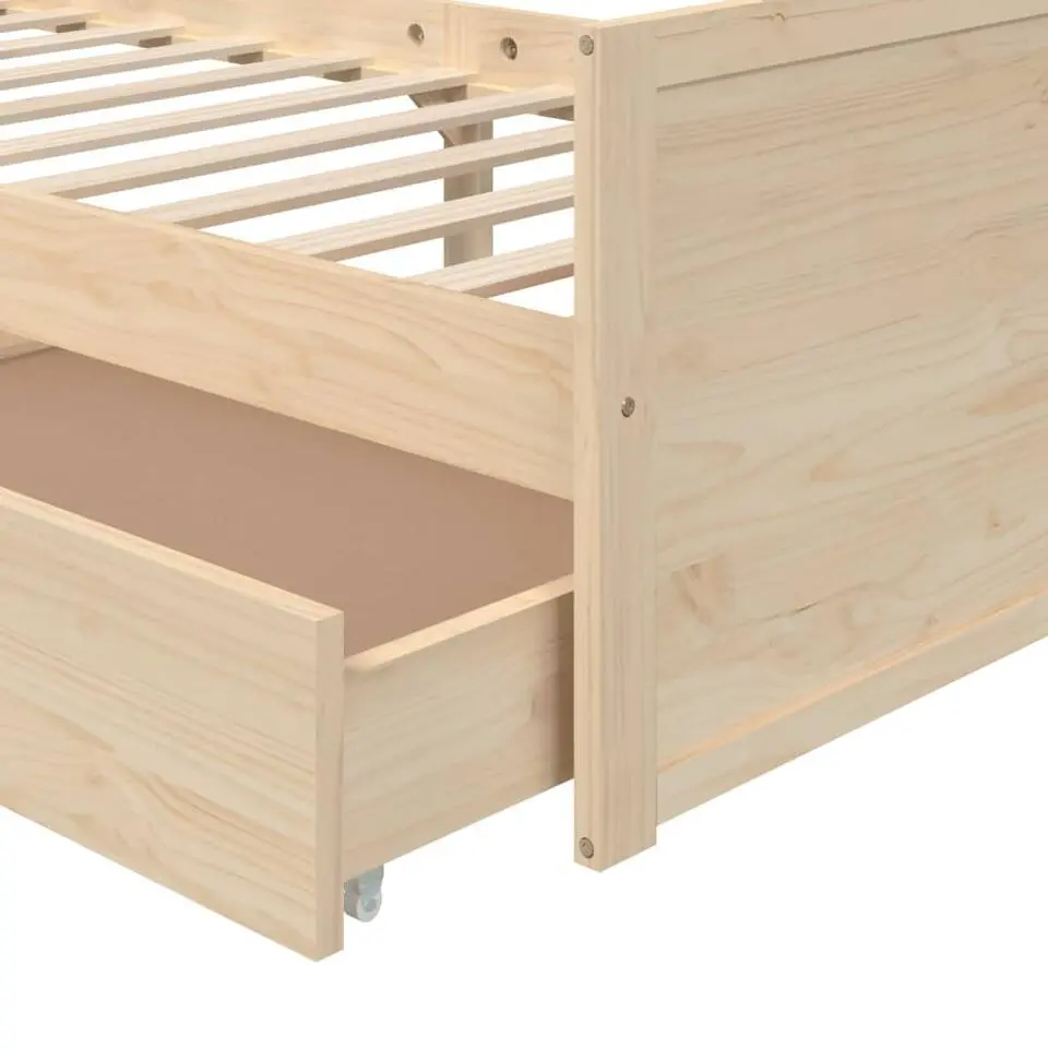 vidaXL - Bed frame met twee lades - Naturel - Massief grenenhout - 90x200 cm