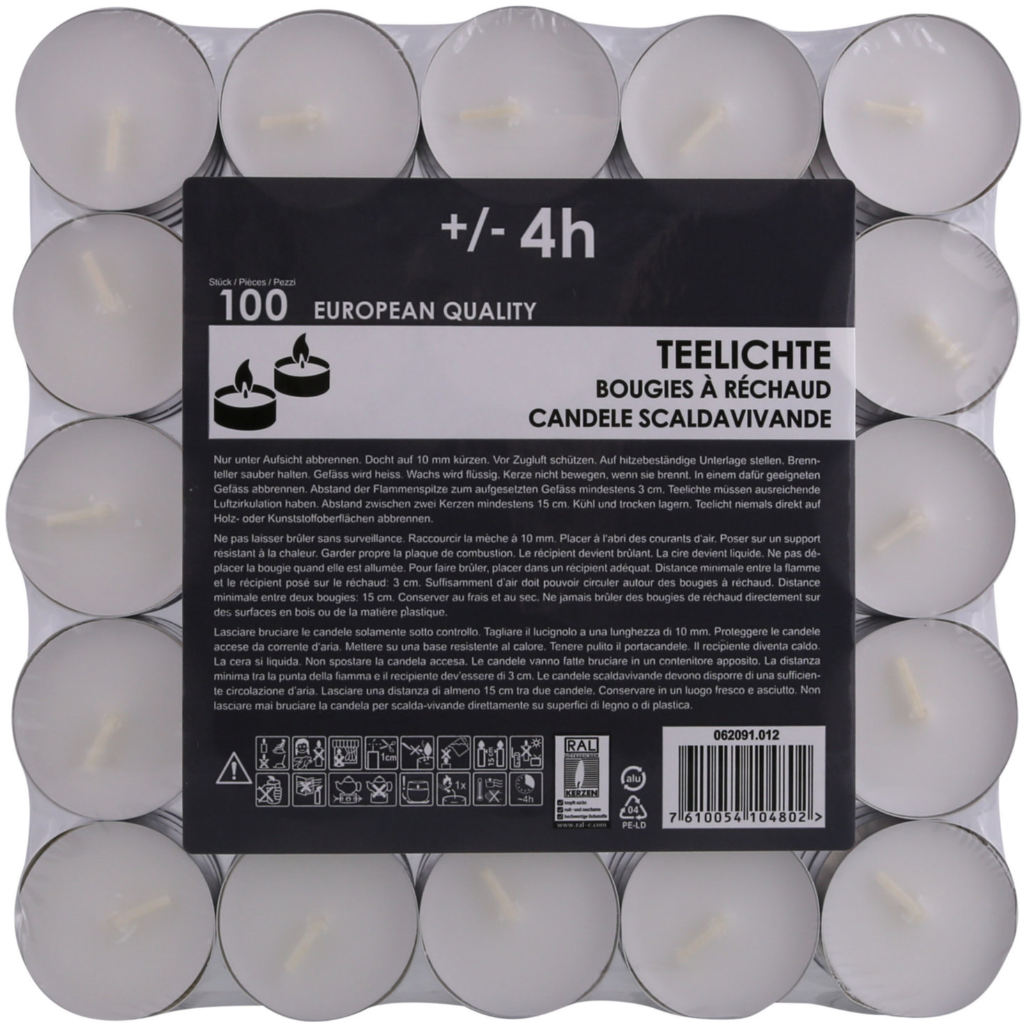Teelichter 4h 100 Stück
